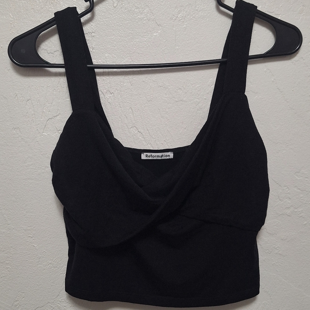 Reformation Black Sleeveless Cowl Neck Women's Crop Top Size S - Picture 4 of 11